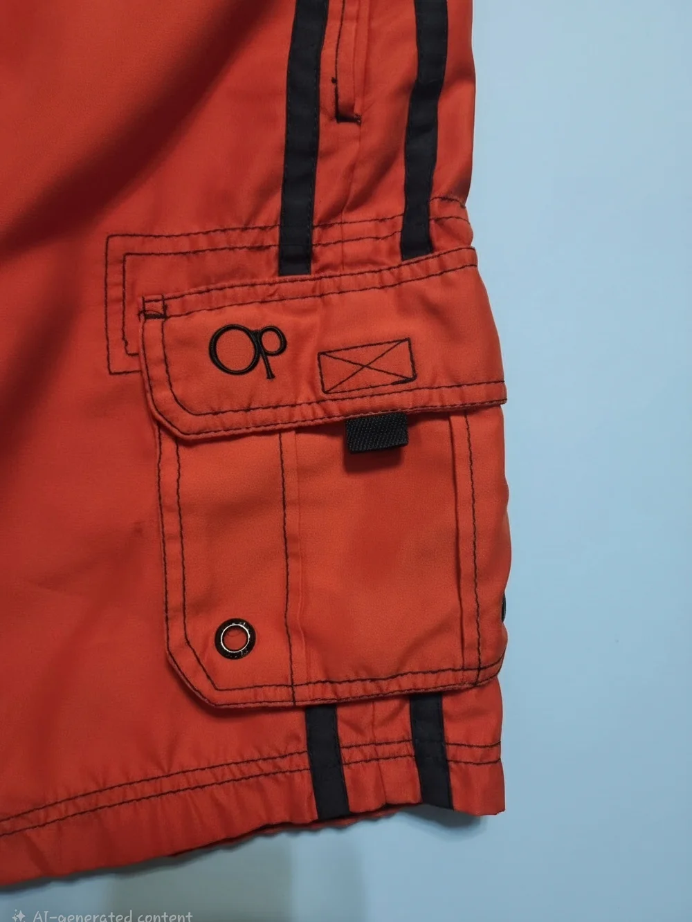 Red Men’s Cargo Swim Shorts with Black Trim